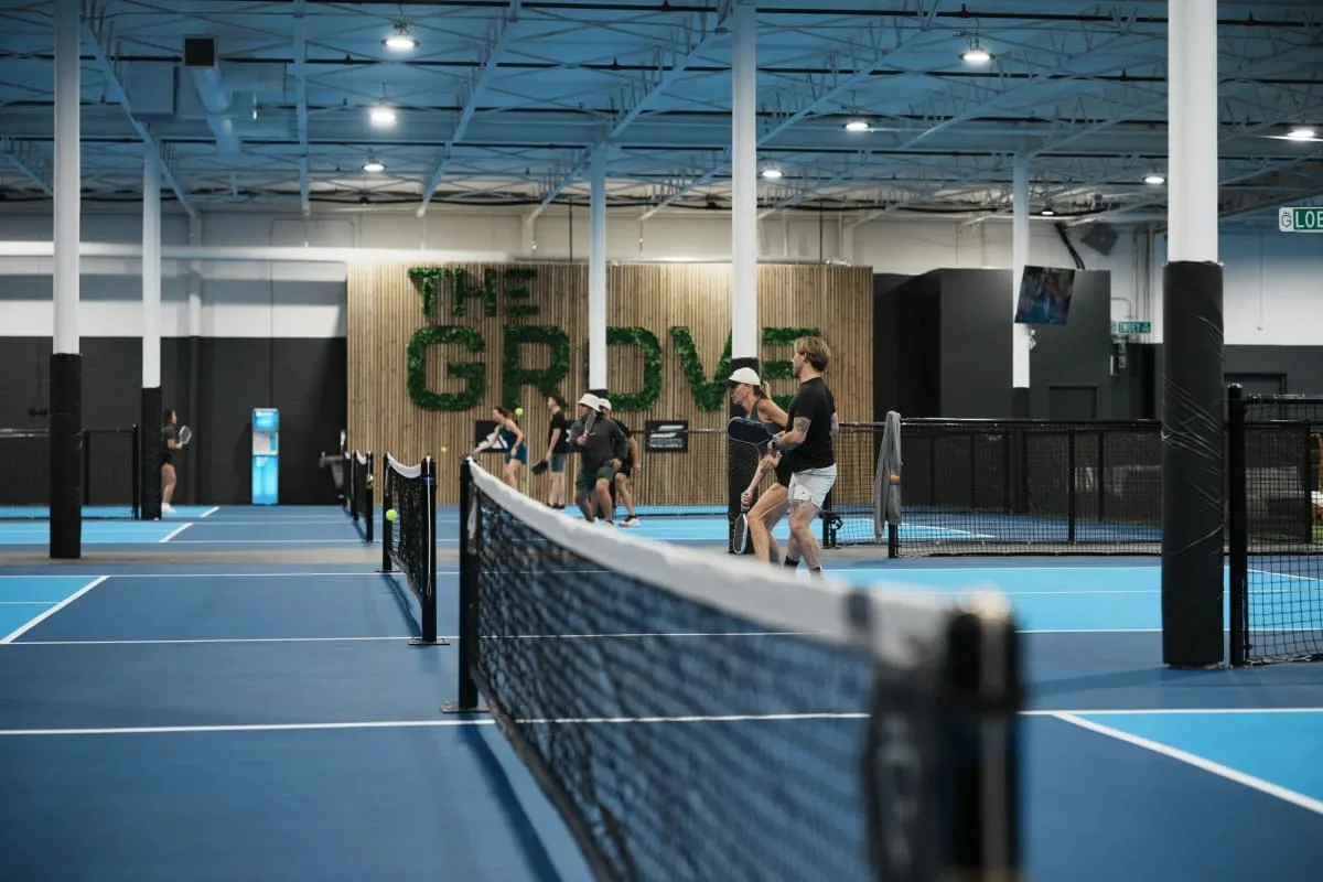 Pickleball courts inside The Grove in Dallas